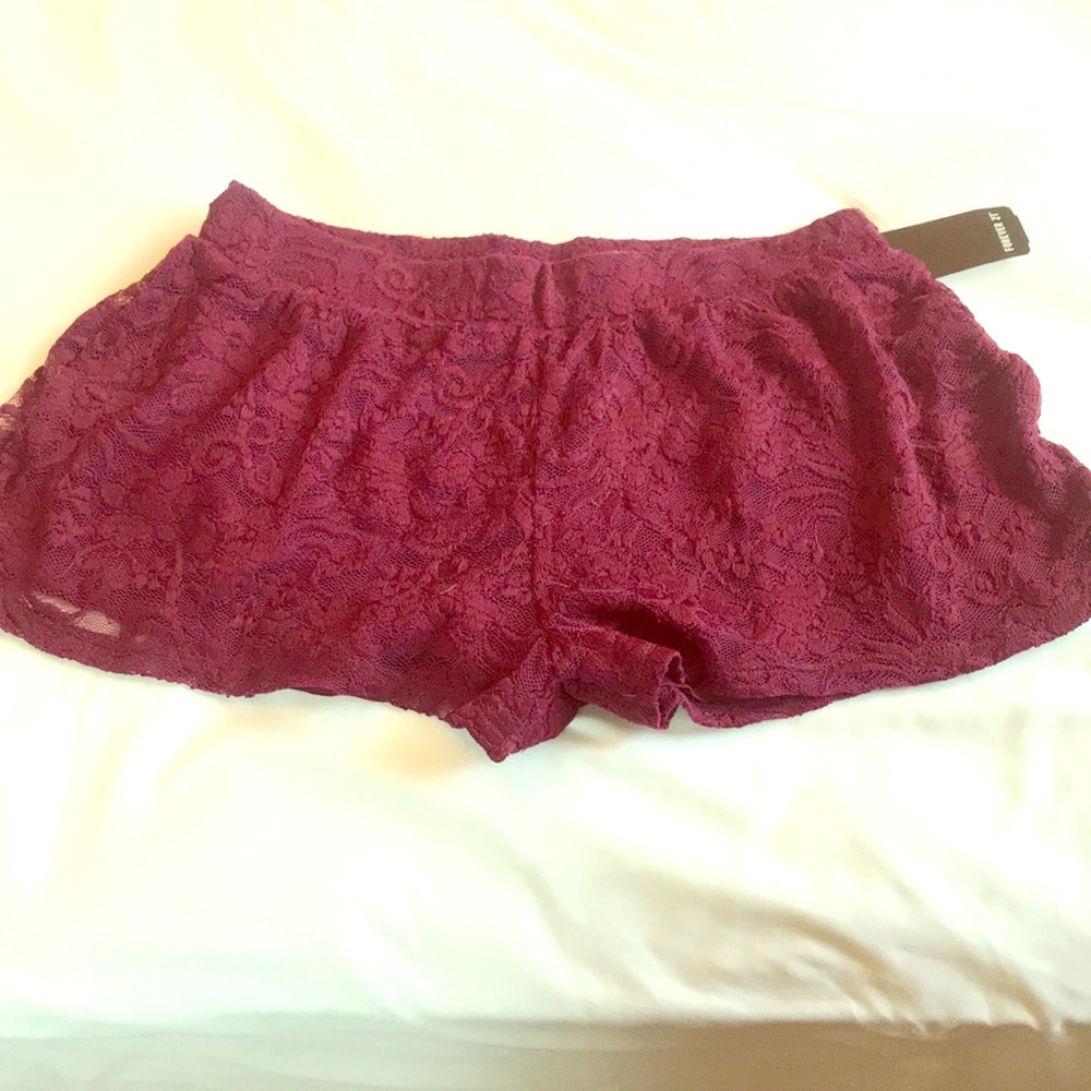 Lace maroon shorts